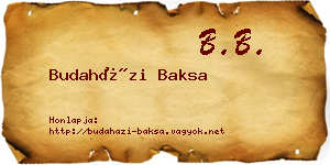 Budaházi Baksa névjegykártya